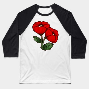 Red Poppies Baseball T-Shirt